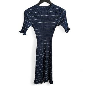 Victoria Beckham Striped Midi Length Dress